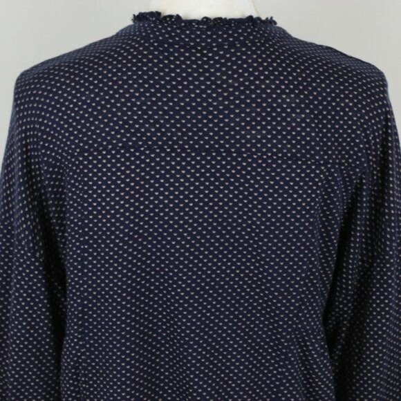 Lucky Brand Women's Small Blue Tan Patterned V-Neck Popover Knit Blouse - Picture 4 of 8